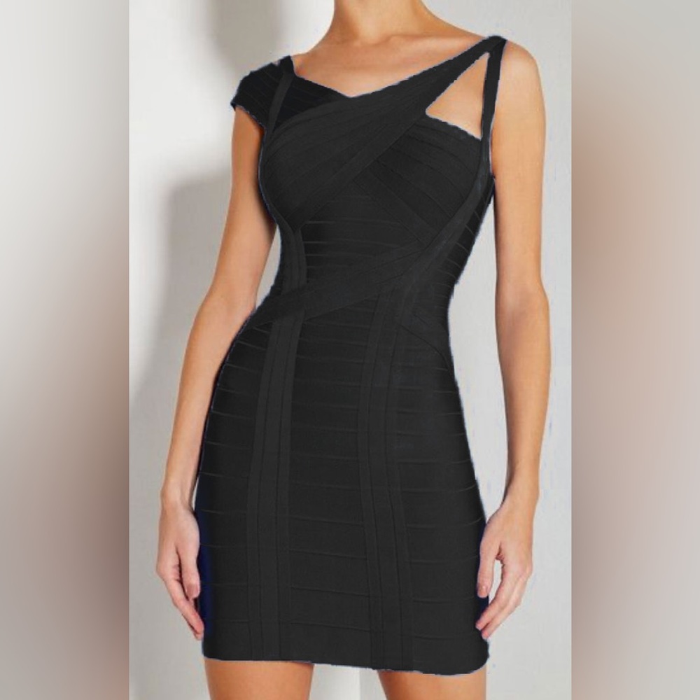 Authentic Herve Leger Vera black Dress S. Worn once. All tags original package.